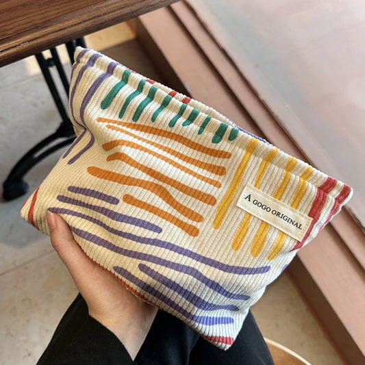 🌈Rainbow Corduroy Travel Pouch